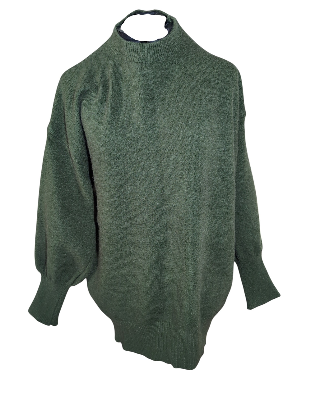 Relaxed Olive Green Mock Turtleneck Sweater